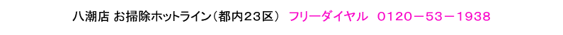 お掃除ホットライン（都内２３区）　フリーダイヤル　０１２０－５３－１９３８